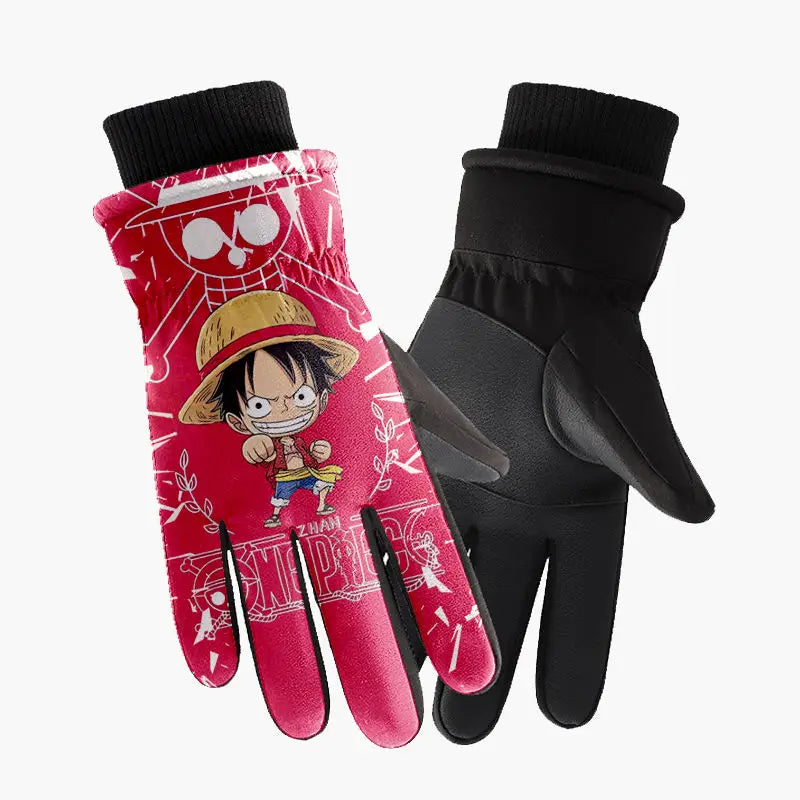 Gants One Piece Luffy illustration rouge