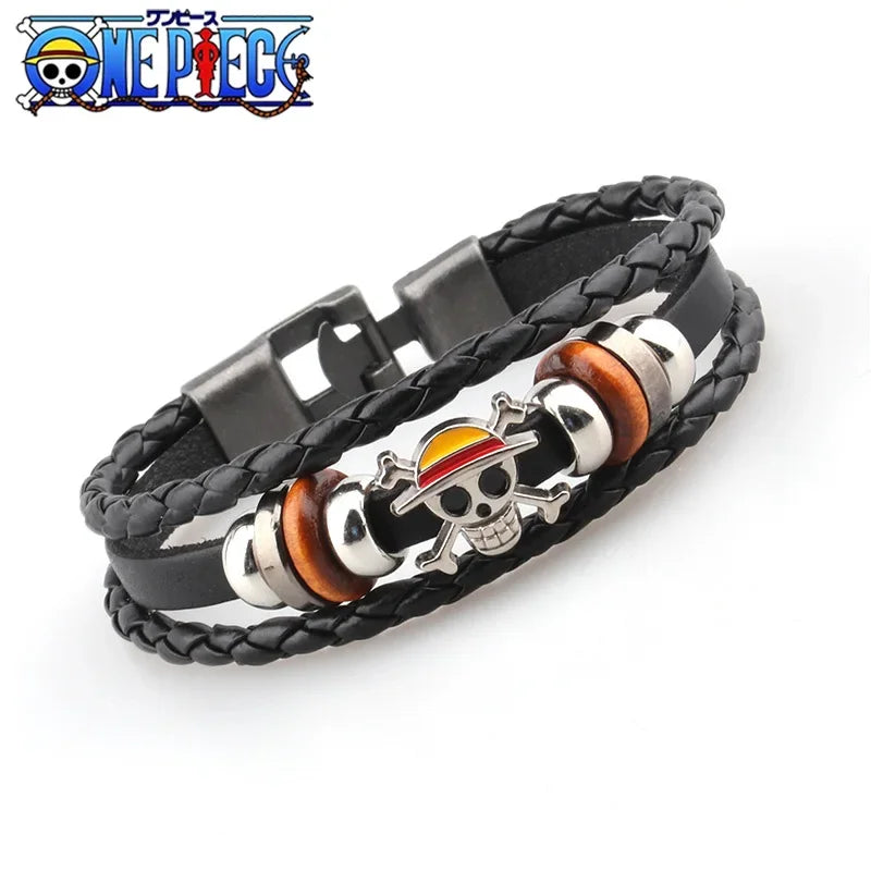 Bracelet One Piece cuir tressé Skull Luffy – Image 2