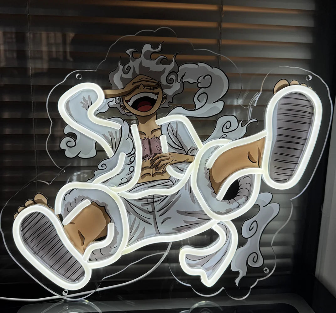 Lampe Néon One Piece Gear 5 Luffy Blanc – Image 2