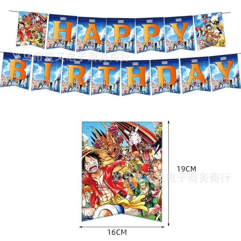 Bannière Happy Birthday One Piece avec Luffy