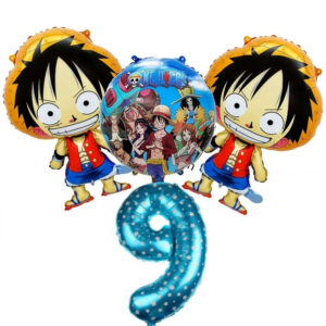 Kit de ballons One Piece anniversaire 9 ans bleu