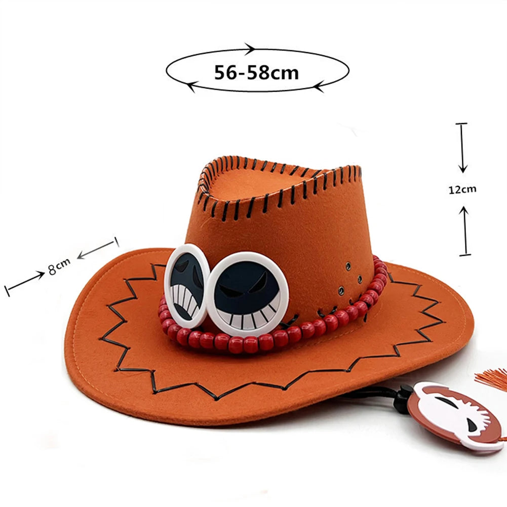 Chapeau Ace One Piece en feutre orange avec badges