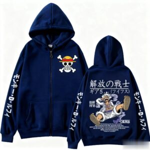 Sweat à capuche oversize One Piece bleu marine S à 3XL