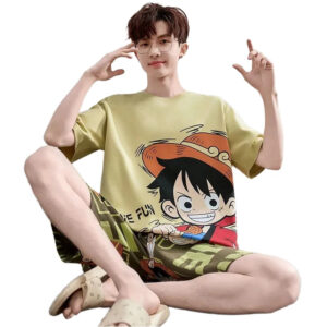 Pyjama One Piece Luffy vert olive 50kg,55kg,70kg,85kg