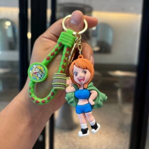 Porte-clés figurine One Piece Nami robe bleue