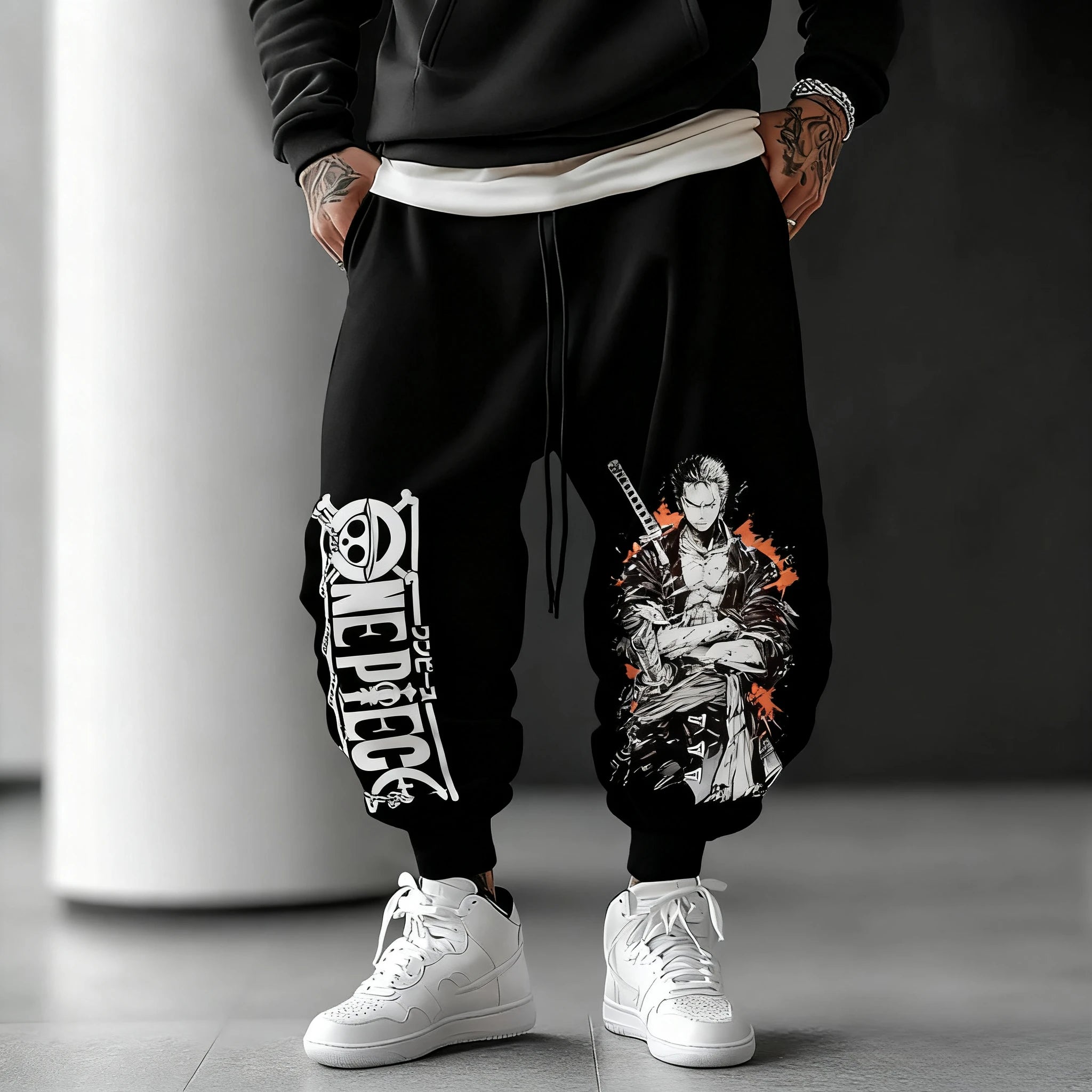 Pantalon de jogging One Piece noir jusqu'à 3XL