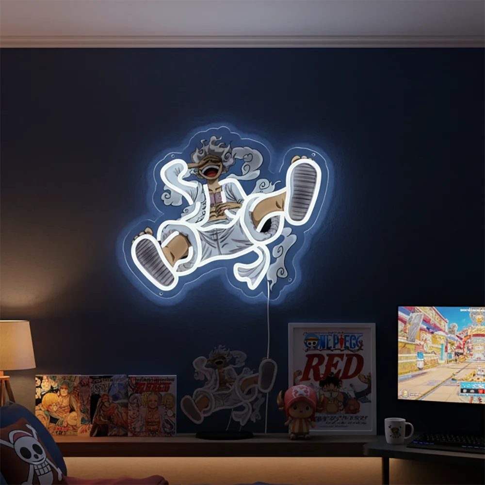 Lampe Néon One Piece Gear 5 Luffy Blanc
