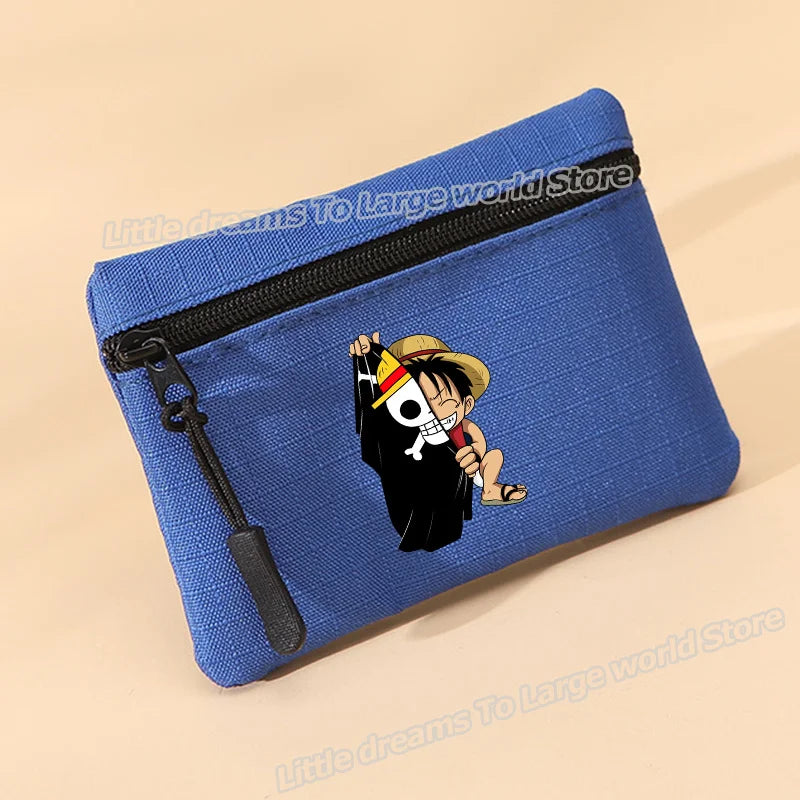 Porte-monnaie One Piece Luffy cartoon fond bleu