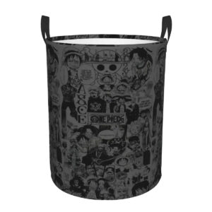 Panier à linge One Piece personnages chibi gris