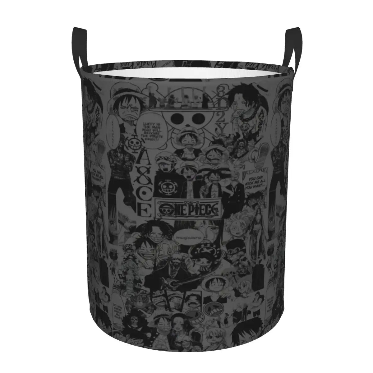Panier à linge One Piece personnages chibi gris