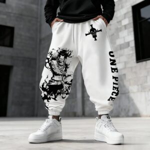 Pantalon de Jogging One Piece Ace & Sabo Blanc