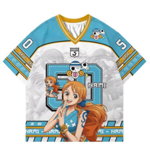 T-shirt oversize One Piece Nami bleu XS à XXXL