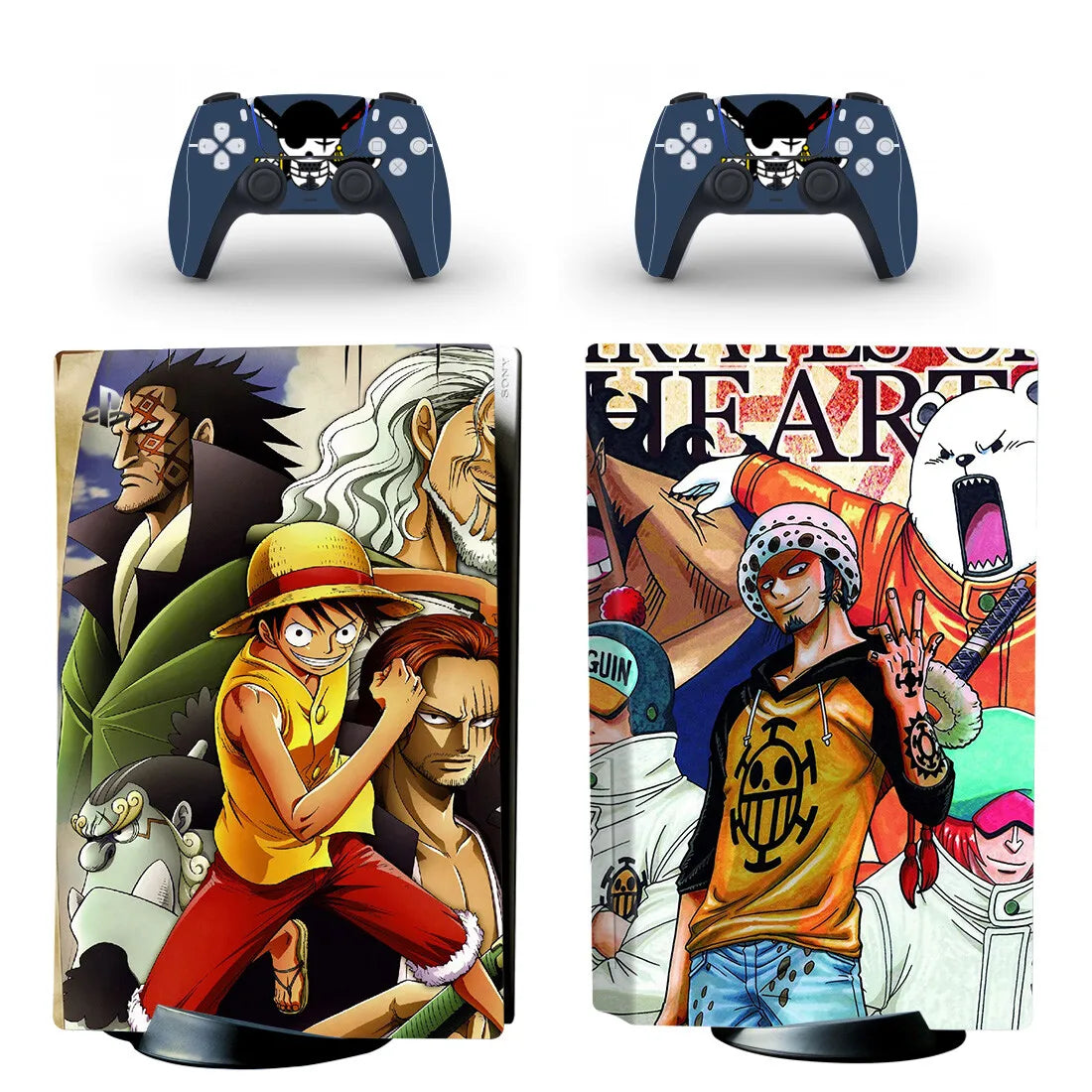 Stickers PS5 One Piece Trio Luffy, Shanks et Buggy