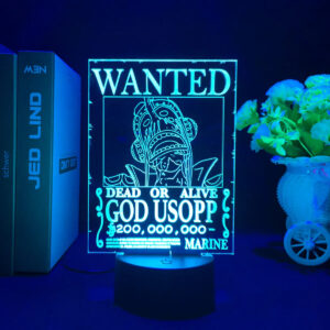 Lampe LED One Piece Poster Wanted God Usopp Bleu