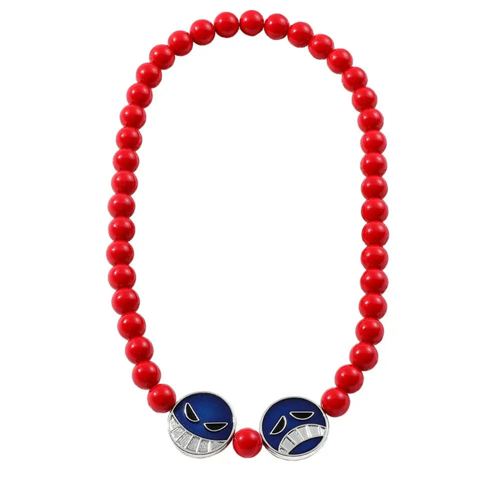 Collier Ace One Piece perles rouges et smileys