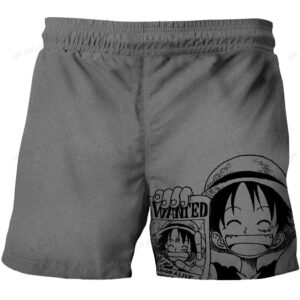 Short de bain One Piece gris à portraits d’équipage