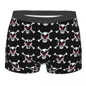 Caleçon boxeur One Piece motif répété Jolly Roger noir