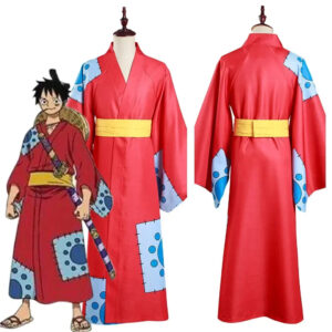 Costume Cosplay One Piece Kimono Luffy Wano Tailles S à XXXL