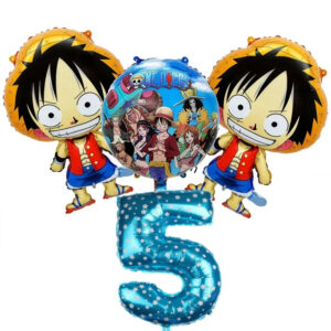 Kit de Ballons One Piece Anniversaire 5 ans Luffy Bleu