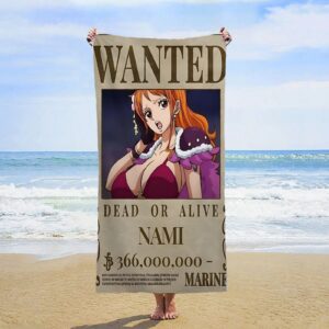 Serviette de Plage One Piece Nami Wanted 100x180cm
