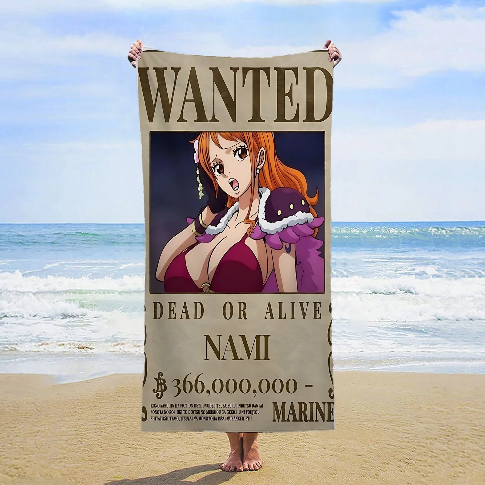 Serviette de Plage One Piece Nami Wanted 100x180cm